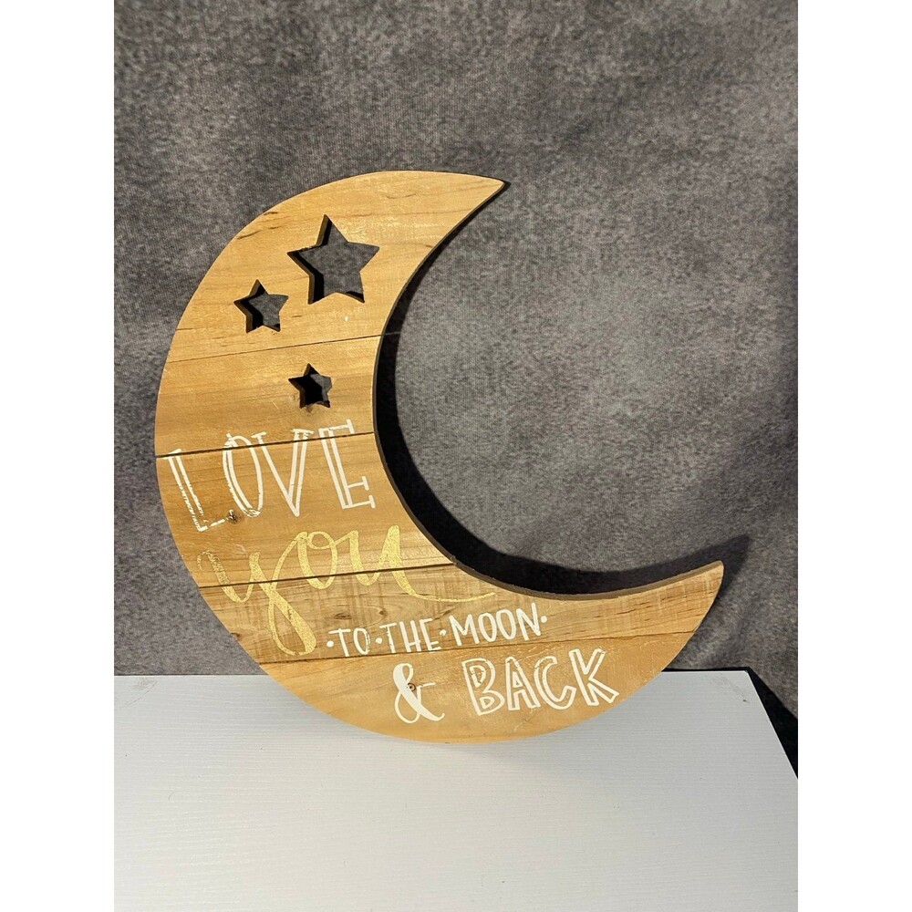 Hobby Lobby Wood Crescent Moon Star Wall Decor Sign Love You To The Moon & Back